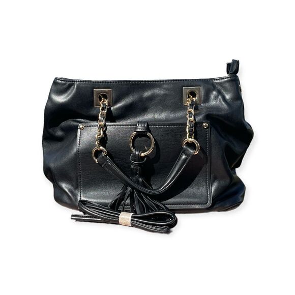 Gussaci Black Polyurethane Hobo Casual Satchel Medium - Picture 1 of 10
